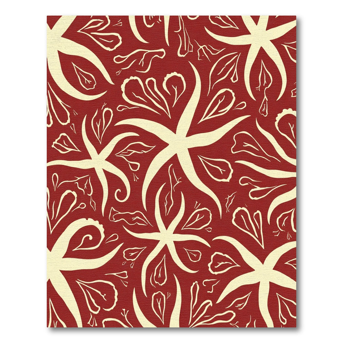 Crimson Cream Starburst Leaf Garland Rug
