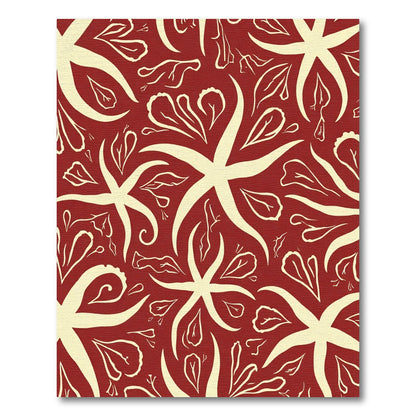 Crimson Cream Starburst Leaf Garland Rug