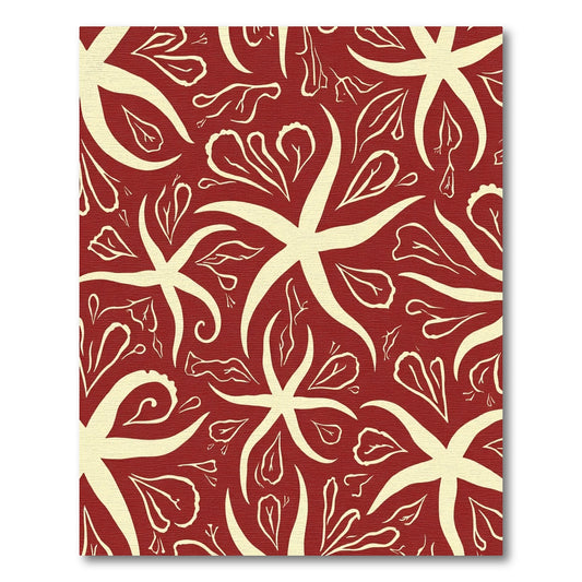 Crimson Cream Starburst Leaf Garland Rug