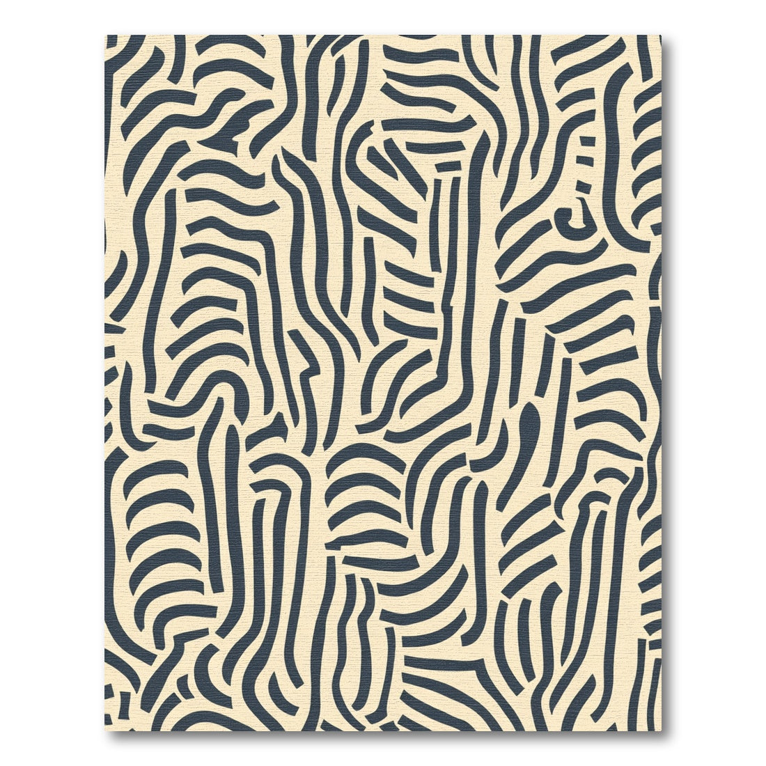 Cream Navy Abstract Organic Lines Rug