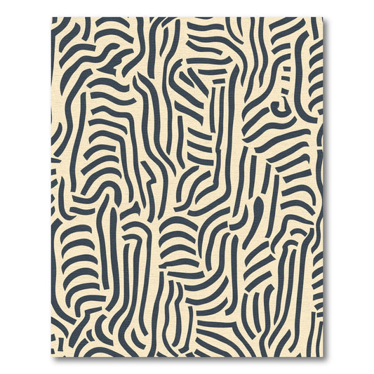 Cream Navy Abstract Organic Lines Rug