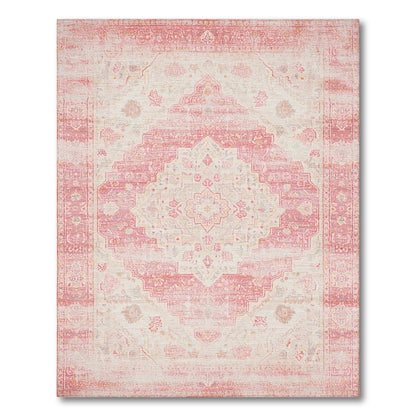 Pink Distressed Vintage Medallion Pink Area Rug