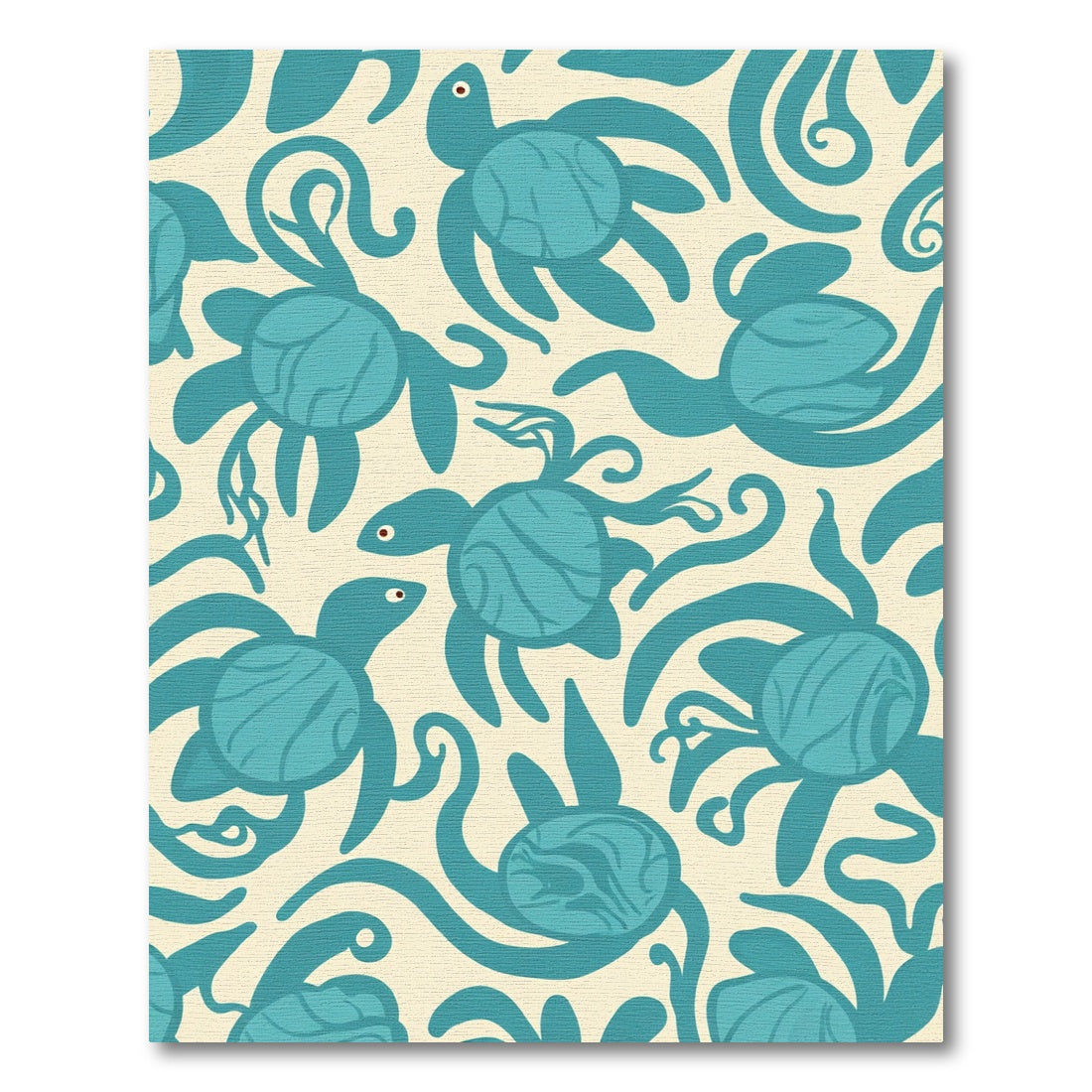 Whimsical Teal Turtle Swirls Rug