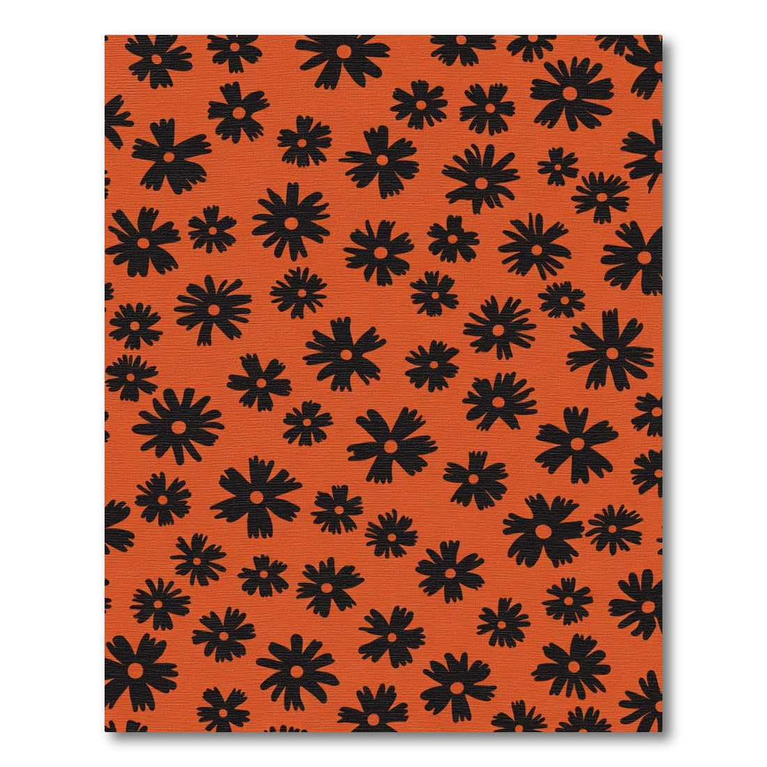 Black Floral Garden Orange Rug