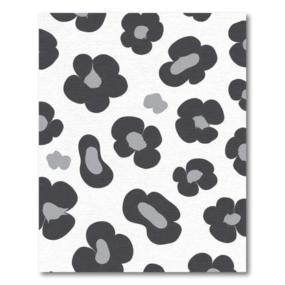 Dark Gray Abstract Floral Contrast Rug