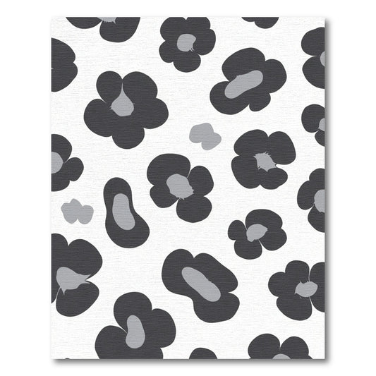 Dark Gray Abstract Floral Contrast Rug