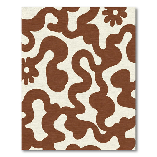 Retro Brown Swirl Flower Rug