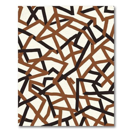Brown Black Geometric Intersecting Lines Rug