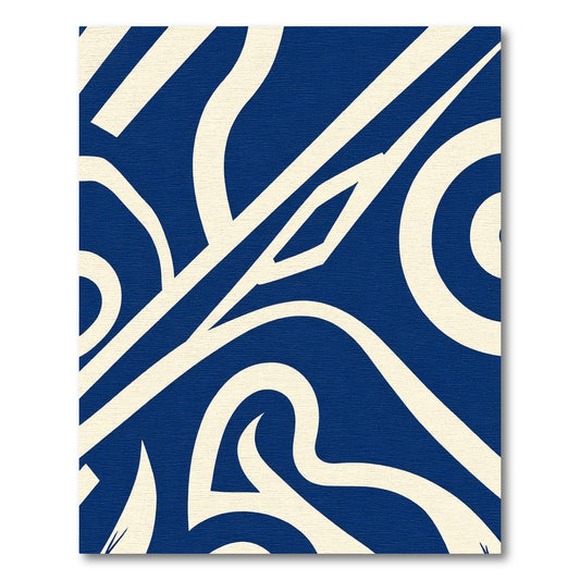 Navy Cream Abstract Swirl Art Rug