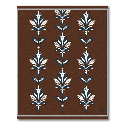 Dark Brown Leafy Botanical Scroll Rug