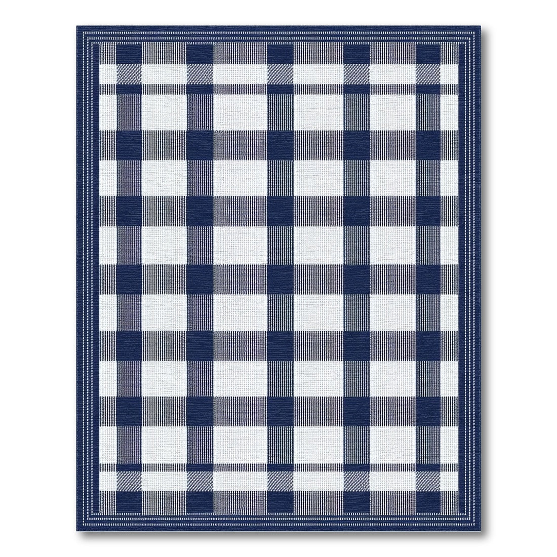 Navy Blue Checkered Gingham Area Rug