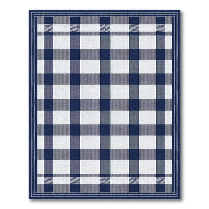 Navy Blue Checkered Gingham Area Rug