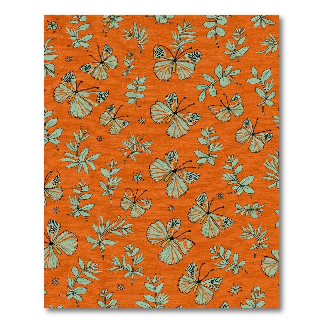 Orange Butterfly Leaf Foliage Rug
