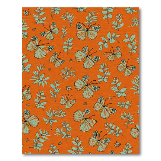 Orange Butterfly Leaf Foliage Rug