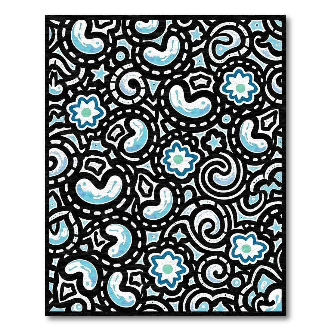 Blue Celestial Swirls Cloud Shapes Rug