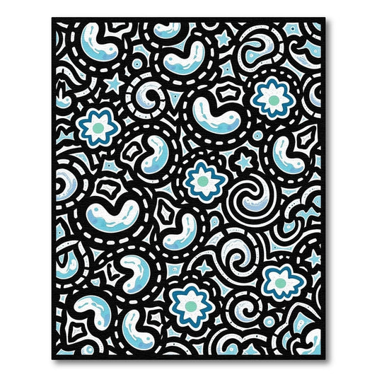 Blue Celestial Swirls Cloud Shapes Rug