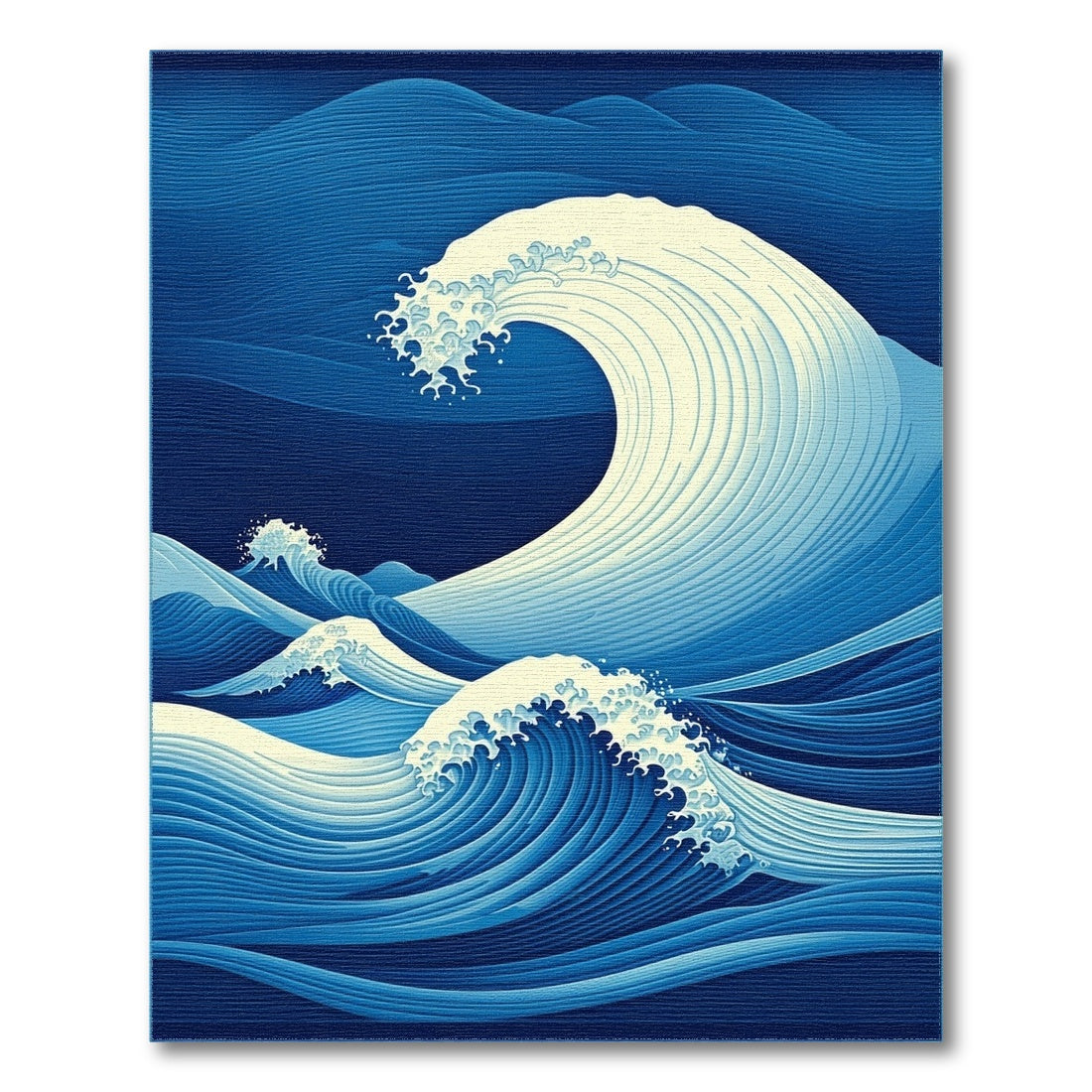 Navy Crashing Foam Waves Rug