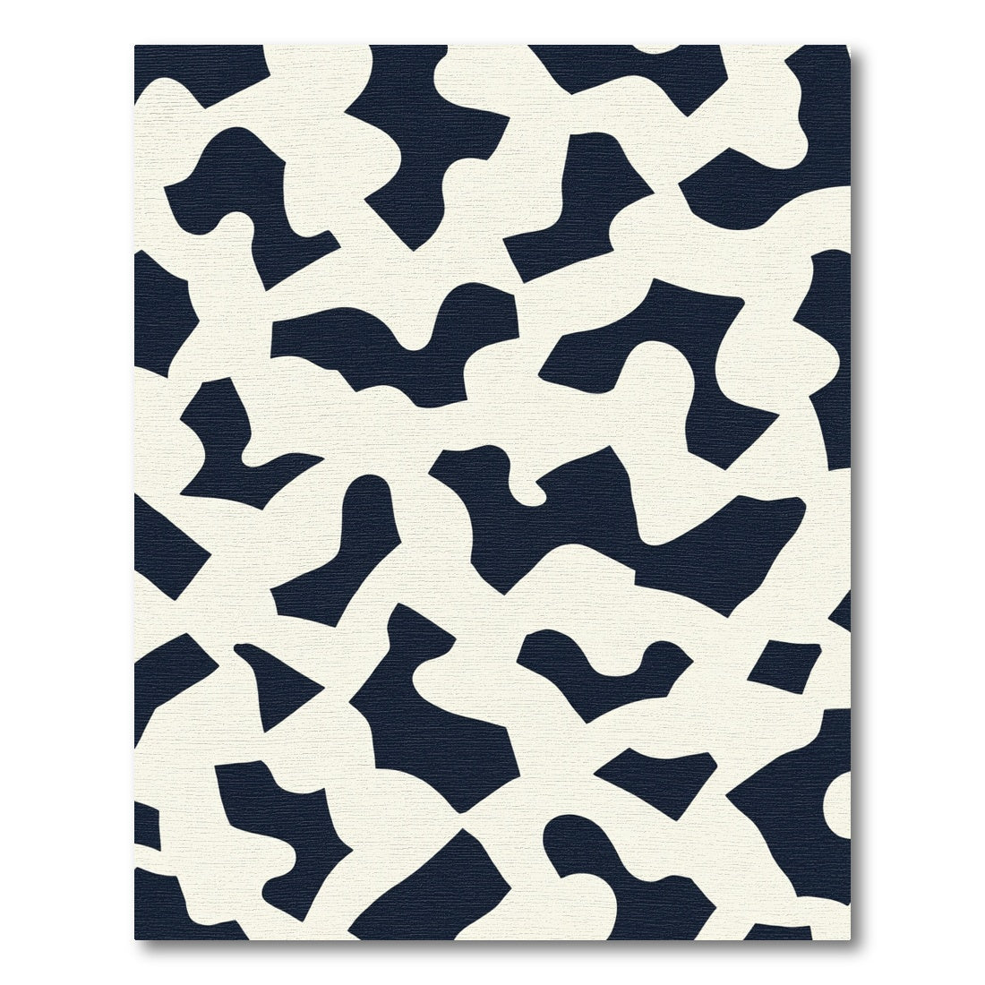 Abstract Navy and Ivory Organic Shapes Rug