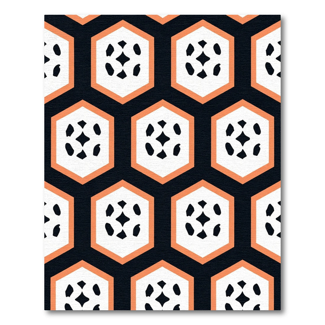 Coral Hexagon Abstract Dots Rug