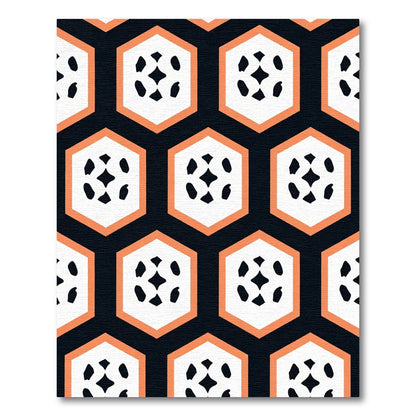 Coral Hexagon Abstract Dots Rug