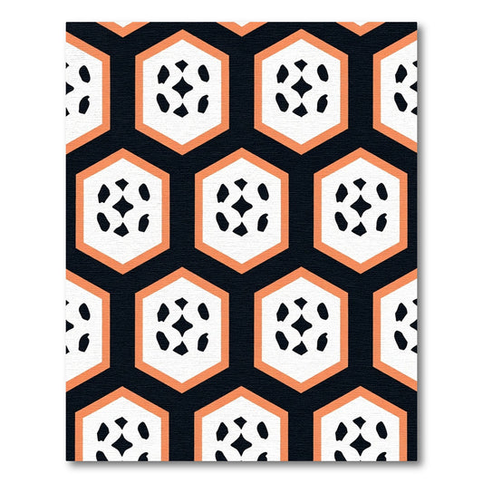 Coral Hexagon Abstract Dots Rug