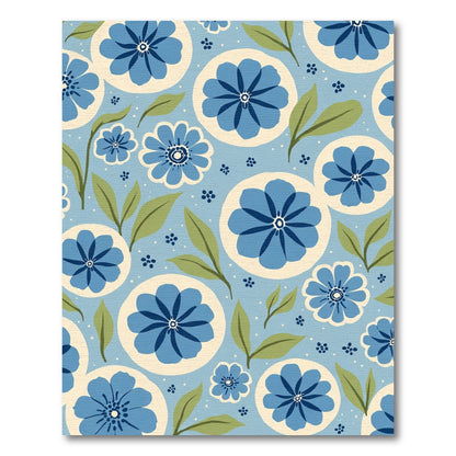 Blue Floral Medallion Garden Rug