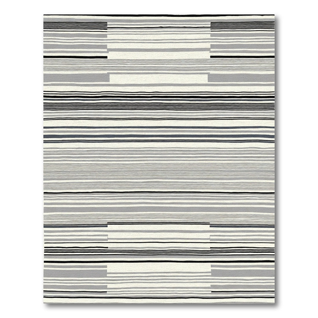 Modern Gray Black Stripe Rectangular Rug