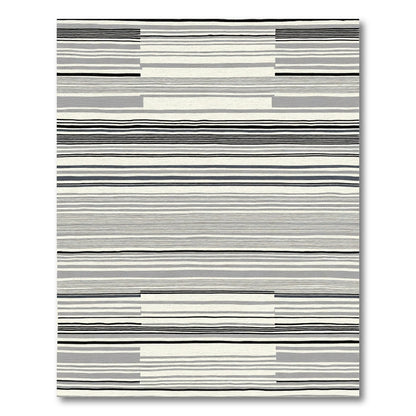 Modern Gray Black Stripe Rectangular Rug