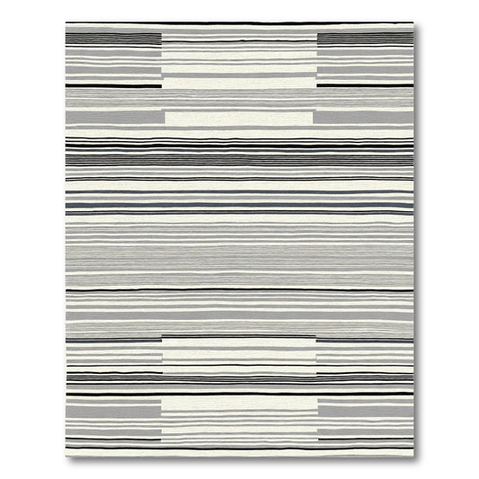 Modern Gray Black Stripe Rectangular Rug