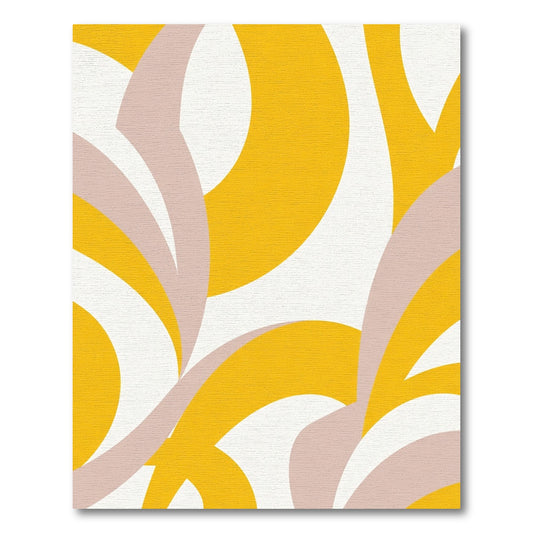 Golden Yellow Abstract Swirl Rug