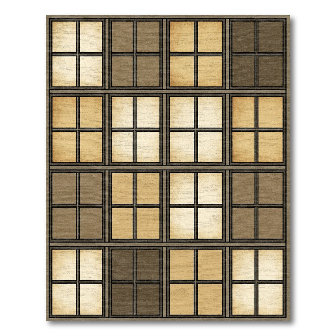 Tonal Windowpane Sepia Grid Rug