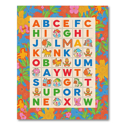Retro Alphabet Garden Floral Rug