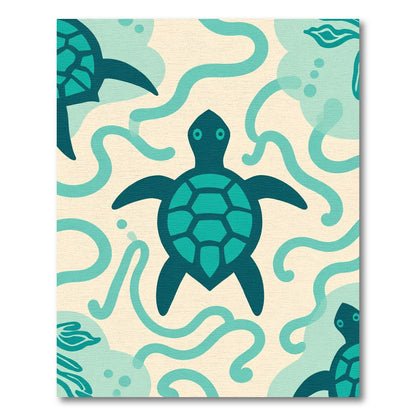 Teal Sea Turtle Ocean Swirl Rug