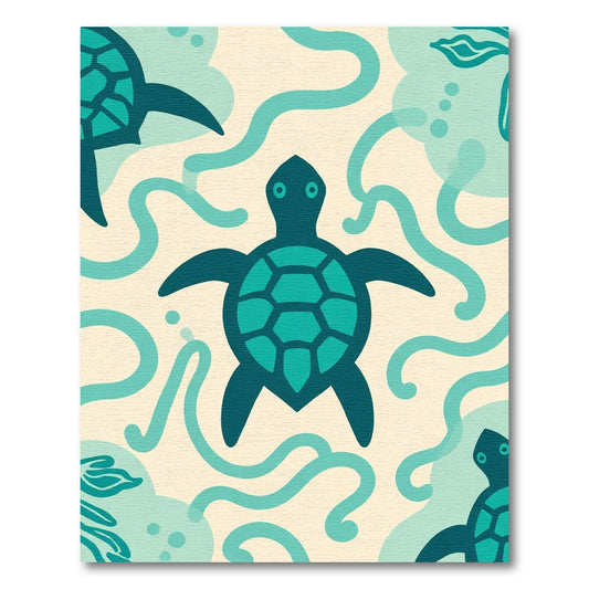 Teal Sea Turtle Ocean Swirl Rug