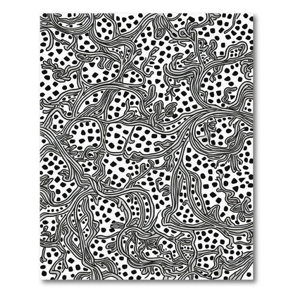 Abstract Black White Botanical Swirl Rug
