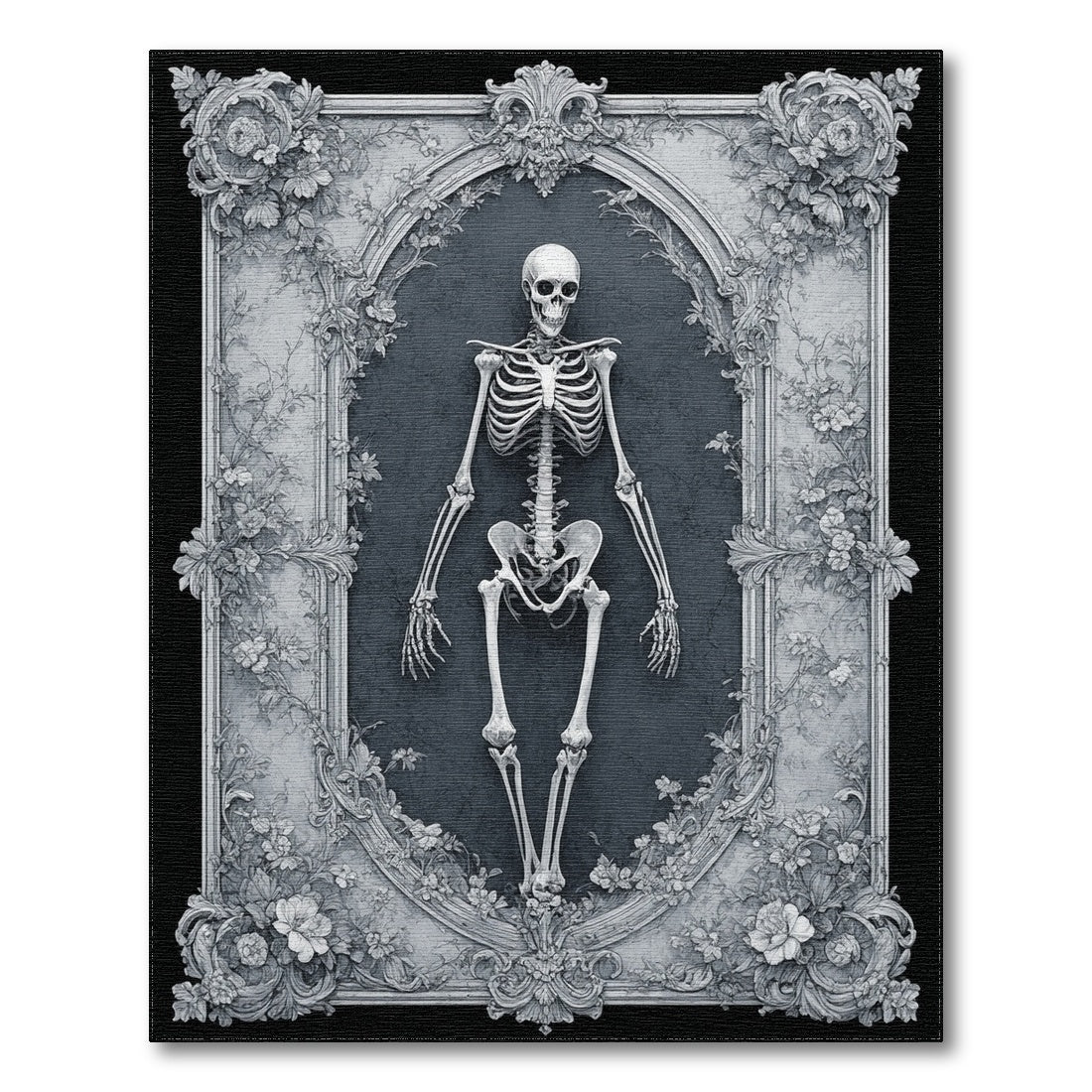 Vintage Skeleton Floral Frame Area Rug