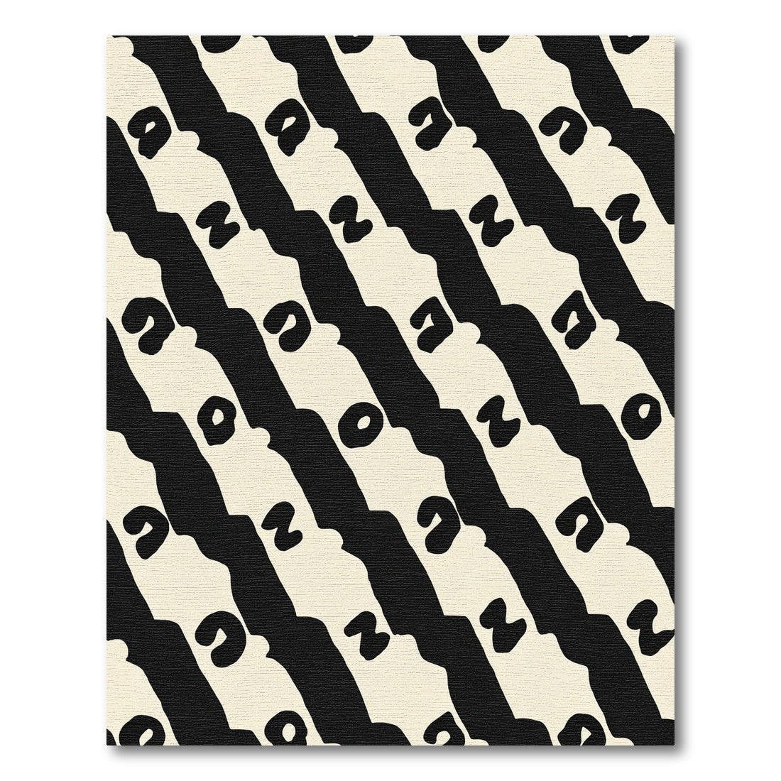 Cream Black Organic Striped Abstract Rug