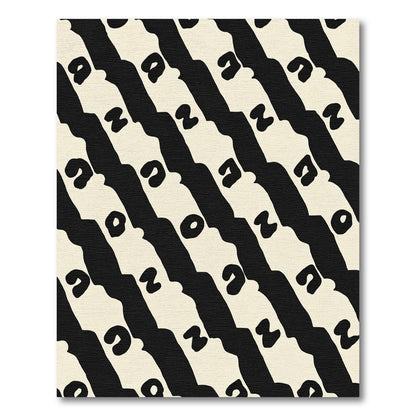 Cream Black Organic Striped Abstract Rug
