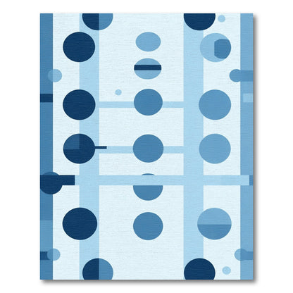 Navy Blue Circles Vertical Bands Rug