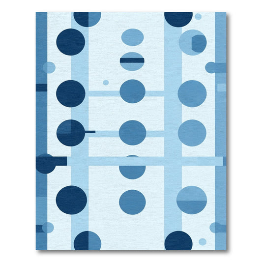 Navy Blue Circles Vertical Bands Rug
