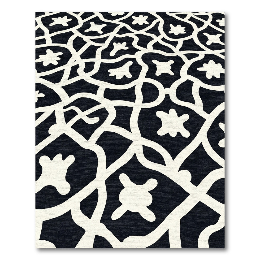 Black White Abstract Organic Lattice Rug