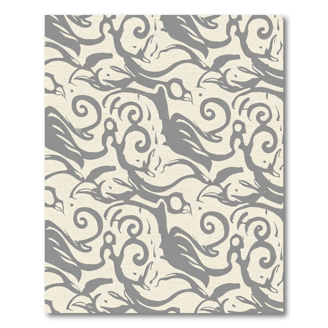 Gray Ivory Abstract Bird Swirl Rug
