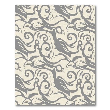 Gray Ivory Abstract Bird Swirl Rug