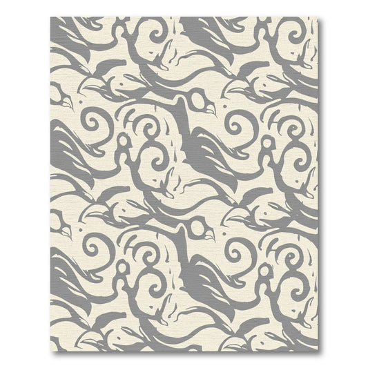 Gray Ivory Abstract Bird Swirl Rug