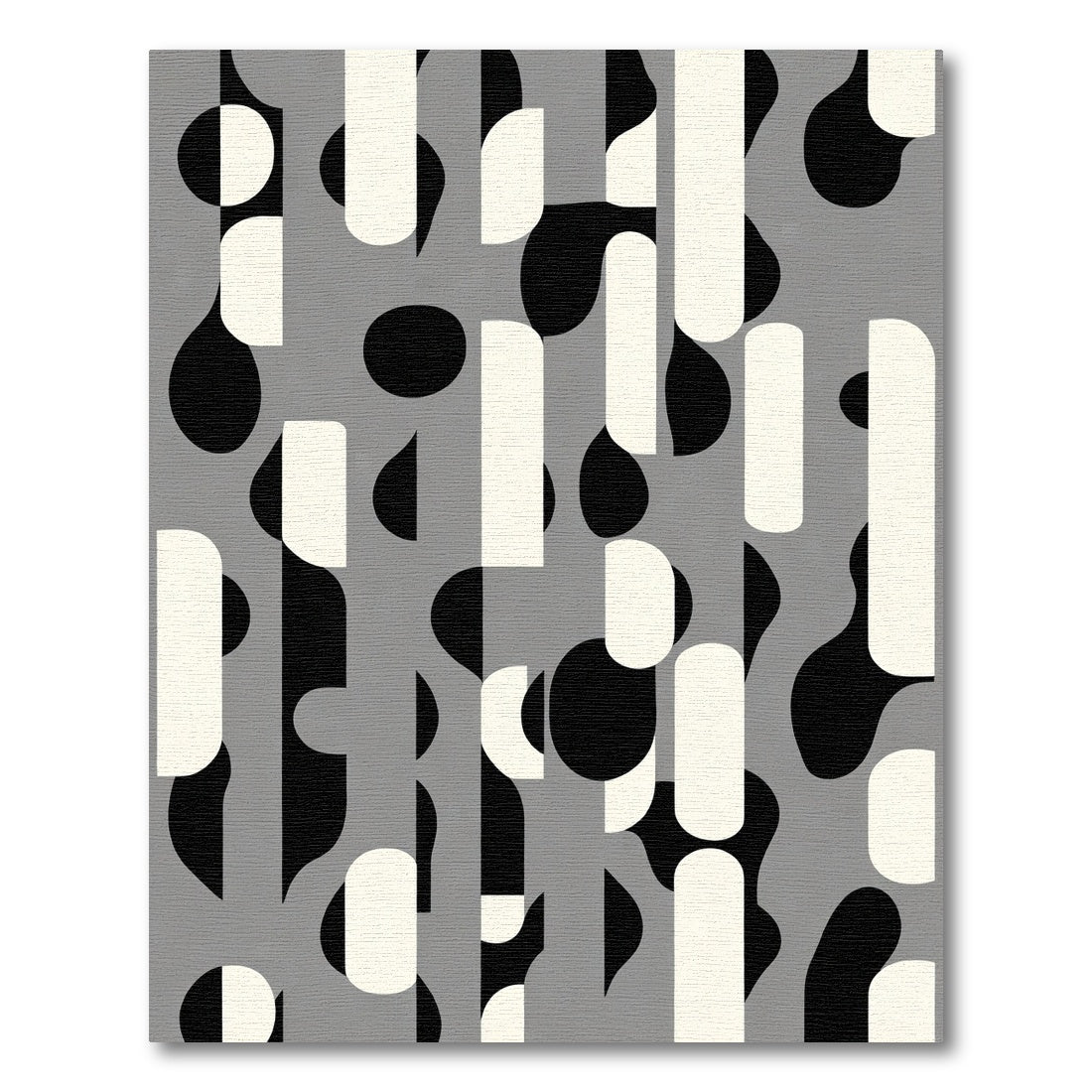 Modern Gray Black White Organic Forms Rug