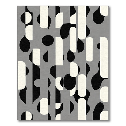 Modern Gray Black White Organic Forms Rug