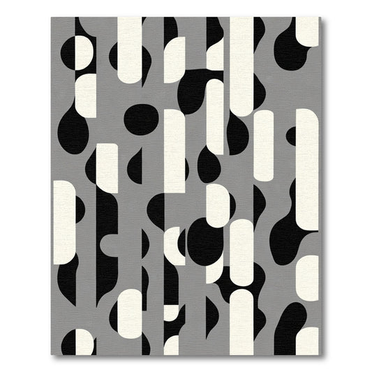 Modern Gray Black White Organic Forms Rug