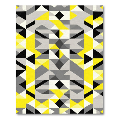 Bold Geometric Yellow Gray Triangles Rug