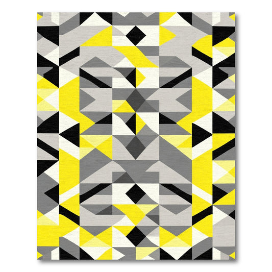 Bold Geometric Yellow Gray Triangles Rug