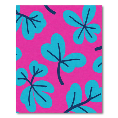 Bright Pink Blue Clover Pattern Rug